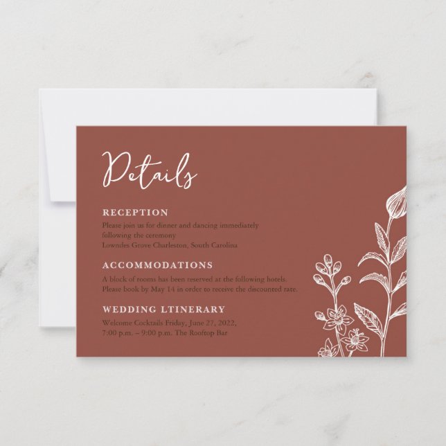 Rustic boho chic floral wedding enclosure cards (Front)