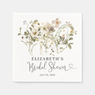 Rustic Boho Chic Floral Wildflowers Bridal Shower Napkin