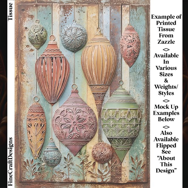 Rustic Boho Chic Holiday Ornaments EA1R Decoupage Tissue Paper (Creator Uploaded)
