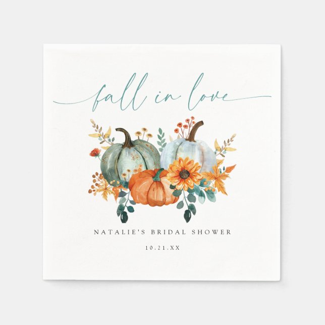 Rustic Boho Chic Pumpkin Fall Bridal Shower Napkin (Front)