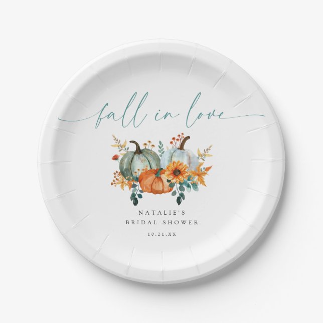 Rustic Boho Chic Pumpkin Fall Bridal Shower Paper Plate (Front)