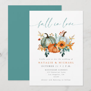Rustic Boho Chic Pumpkin Fall Wedding Invitation