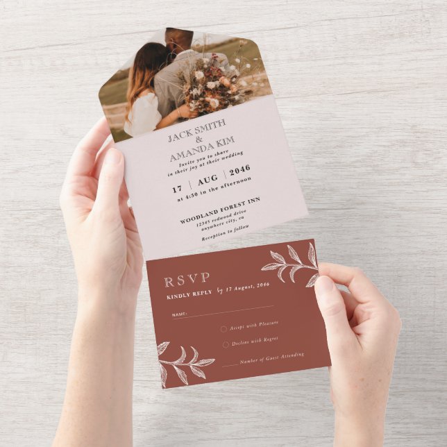 Rustic Boho Chic Wedding all in one RSVP Cards (Tearaway)