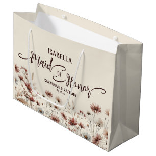 Rustic Boho Chic Wildflowers Maid of Honor Wedding Large Gift Bag