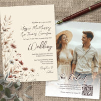 Rustic Boho Chic Wildflowers & Photo QR Wedding