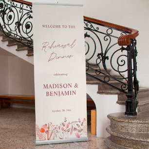 Rustic Boho Chic Wildflowers Rehearsal Dinner Retractable Banner