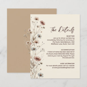 Rustic Boho Chic Wildflowers Wedding Details Enclosure Card