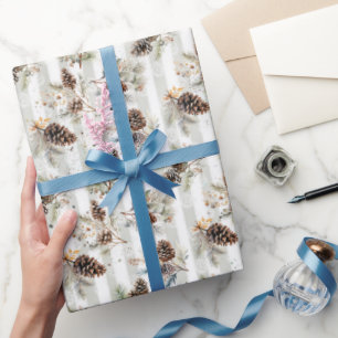 Rustic Boho Christmas Pine Farmhouse Pattern Wrapping Paper