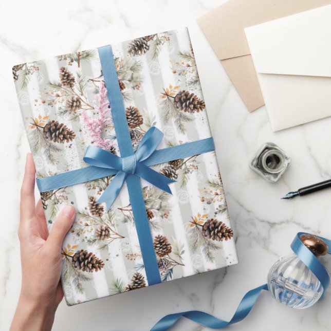 Rustic Boho Christmas Pine Farmhouse Pattern  Wrapping Paper (Gifting)