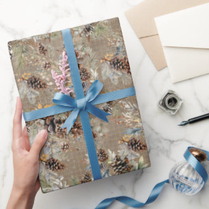 Rustic Boho Christmas Pine Farmhouse Pattern Wrapping Paper