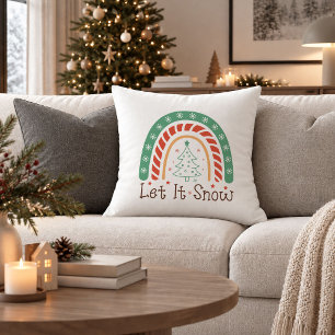 Rustic Boho Christmas Red Green Throw Pillow Decor