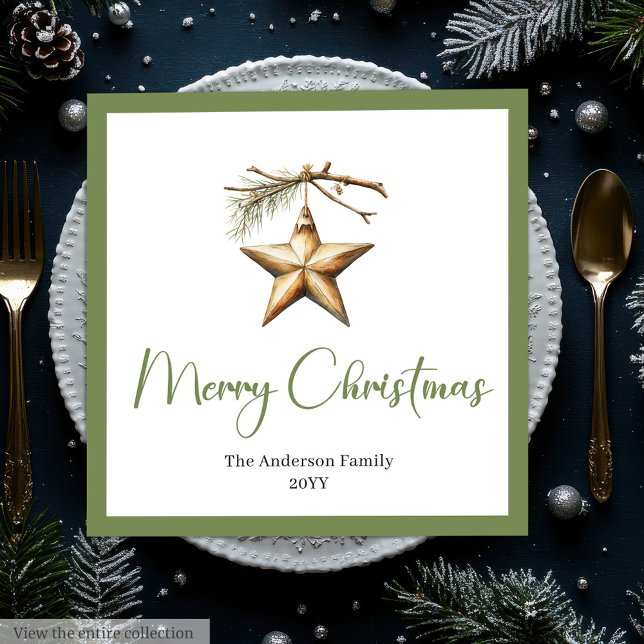 Rustic Boho Christmas Scene Watercolor Dinner  Napkin (Rustic Boho Christmas Scene Watercolor Dinner Napkins)