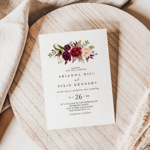 Rustic Boho Colourful Floral Casual Wedding Invitation