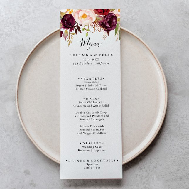 Rustic Boho Colourful Floral Dinner Menu (Creator Uploaded)