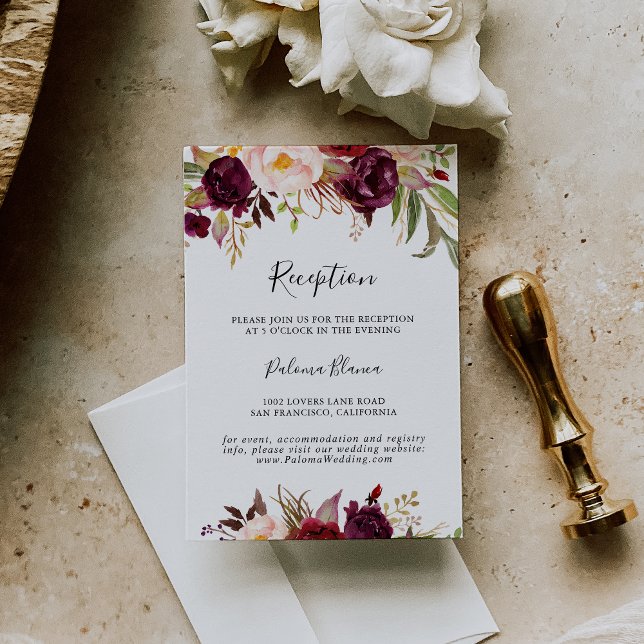 Rustic Boho Colourful Floral Wedding Reception Enclosure Card (Creator Uploaded)