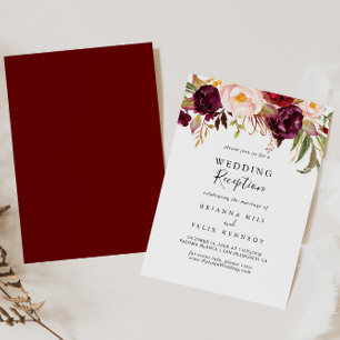 Rustic Boho Colourful Floral Wedding Reception Invitation
