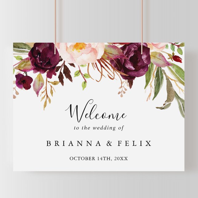 Rustic Boho Colourful Floral Wedding Welcome Sign (Creator Uploaded)
