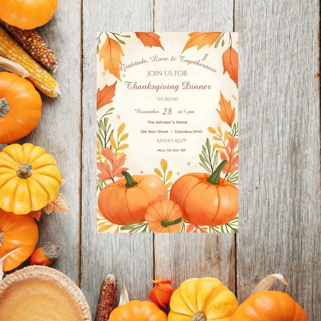 Rustic Boho Cosy Autumn Thanksgiving Invitation (Creator Uploaded)