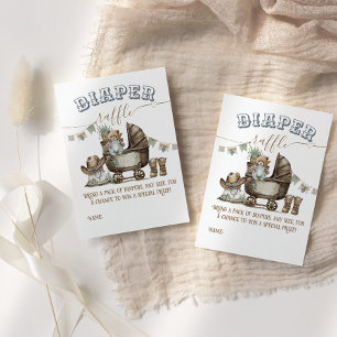 Rustic Boho Country Boy Shower diaper raffle Enclosure Card