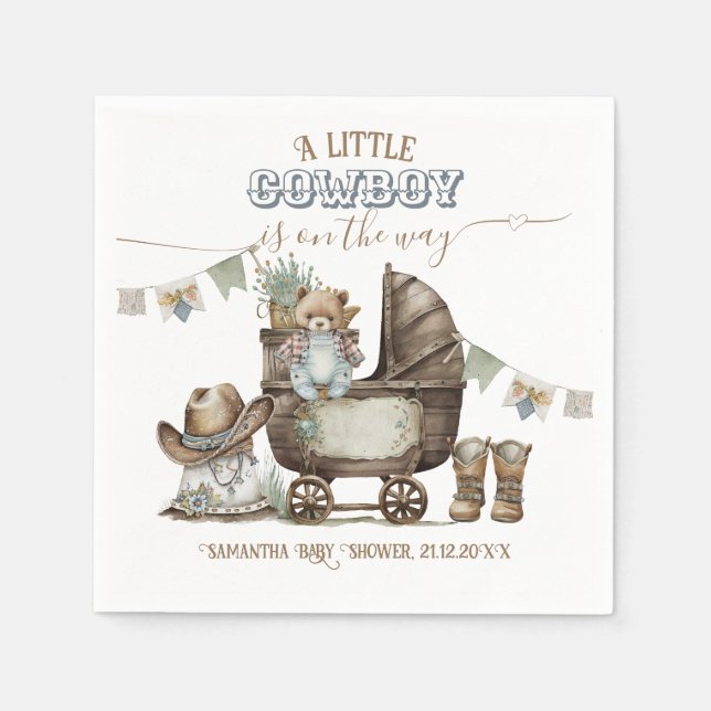 Rustic Boho Country Wild West Boy Shower Napkin (Front)