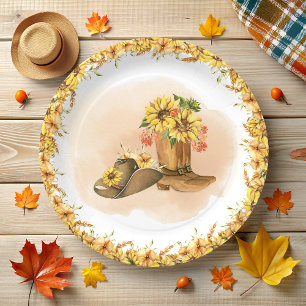 Rustic Boho Country Wild West Rodeo Baby Shower Paper Plate