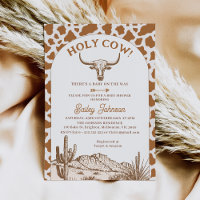 Rustic Boho Cow Print Holy Cow Baby Shower