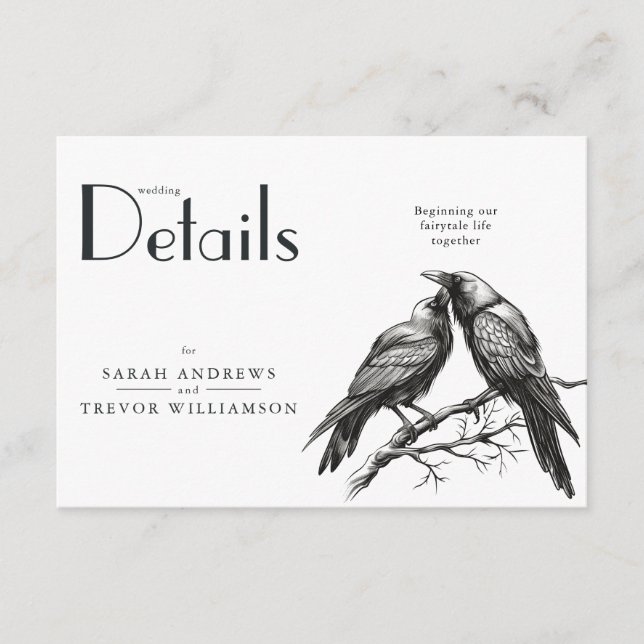 Rustic Boho Crow Lovers Enclosure Card (Front)