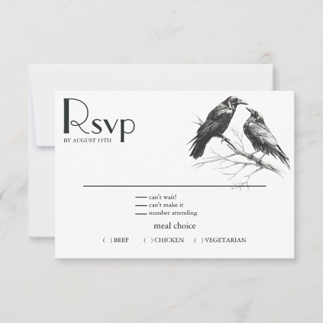 Rustic BOHO Crow Lovers  RSVP Card (Front)
