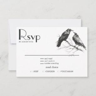Rustic BOHO Crow Lovers  RSVP Card