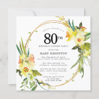 Rustic Boho Daffodil 80th Birthday Dinner Party