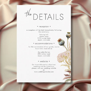Rustic Boho Delicate Fall Wildflower Wedding Enclosure Card
