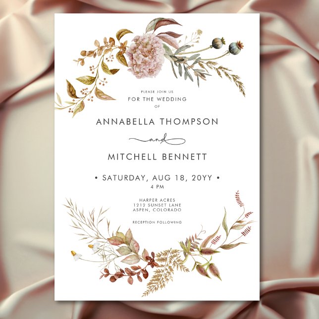 Rustic Boho Delicate Fall Wildflower Wedding Invitation (Rustic Boho Delicate Fall Wildflower Wedding Invitation)
