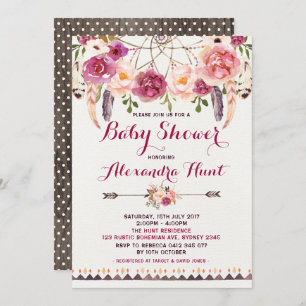 Rustic Boho Dreamcatcher Baby Shower Invitation