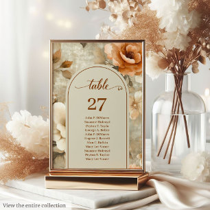 Rustic Boho Earthy Rusty Ivory Sage Floral Wedding Table Number