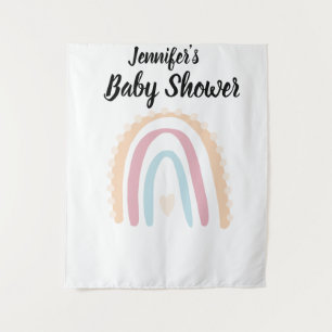 Rustic Boho Elegant Rainbow Baby Shower Backdrop Tapestry