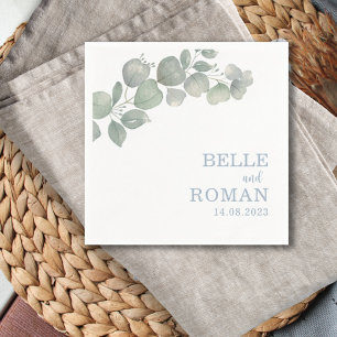Rustic Boho Eucalyptus Foliage Wedding Napkin