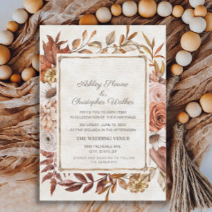 Rustic Boho Fall Autumn Floral Wedding Invitation