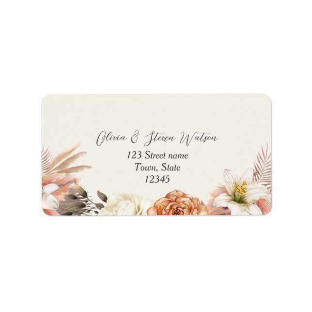 Rustic Boho Fall Floral Address Label (Front)