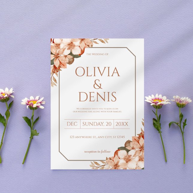 Rustic Boho Fall Floral Wedding Invitation (Creator Uploaded)