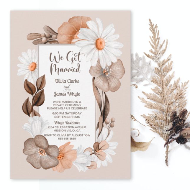 Rustic Boho Fall Floral Wedding Reception Invitation (Creator Uploaded)