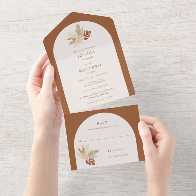 Rustic Boho Fall Flowers Autumn Wedding  All In One Invitation (Tearaway)