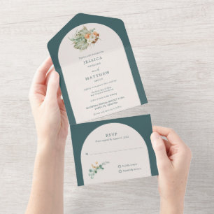Rustic Boho Fall Flowers Autumn Wedding All In One Invitation