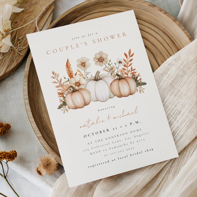 Rustic Boho Fall Pumpkin Couple's Shower Invitation (Creator Uploaded)