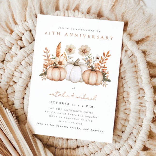 Rustic Boho Fall Pumpkin Wedding Anniversary Invitation (Creator Uploaded)