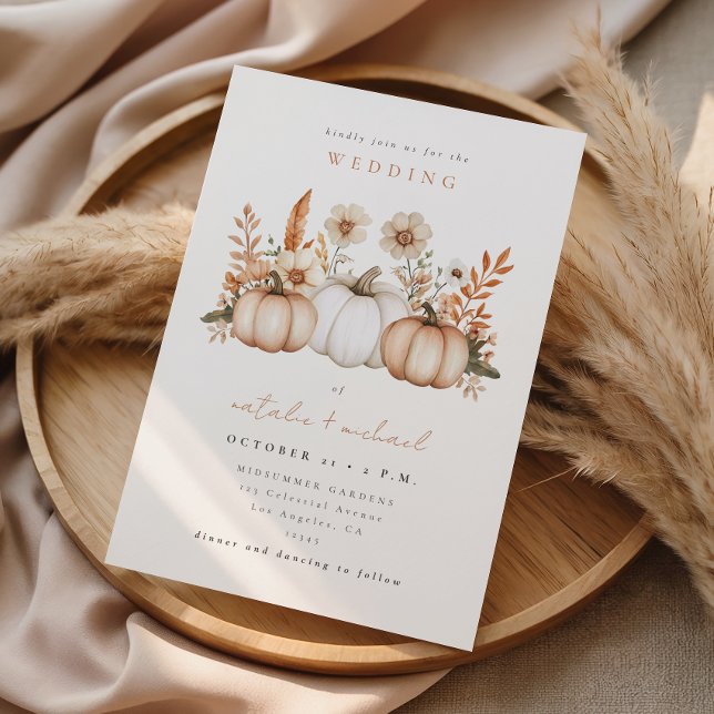 Rustic Boho Fall Pumpkin Wedding Invitation (Creator Uploaded)