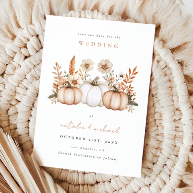 Rustic Boho Fall Pumpkin Wedding Save The Date (Creator Uploaded)