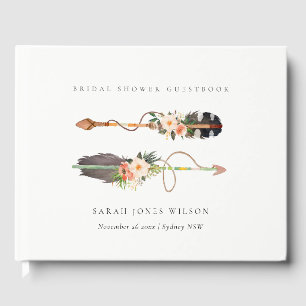 Rustic Boho Feather Floral Arrow Bridal Shower  Guest Book