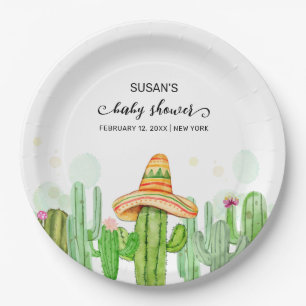 Rustic Boho Fiesta Cactus Taco 'Bout A Baby Shower Paper Plate