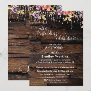 Rustic Boho Floral After the Wedding Celebration Invitation