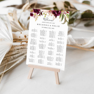 Rustic Boho Floral Alphabetical Seating Chart
